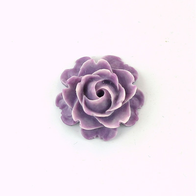 Plastic Carved No-Hole Flower - Rose Bloom 22.5MM MATTE Two Tone Dark Purple