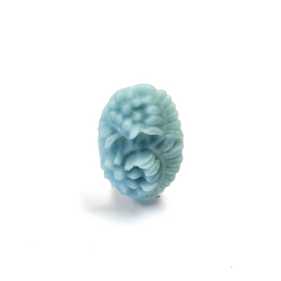 Plastic Carved Flower - Cluster Oval 18x13MM MATTE GREY TURQUOISE