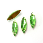 Glass Flat Back 2-Hole Sew-On Stone - Navette 14x5MM PERIDOT