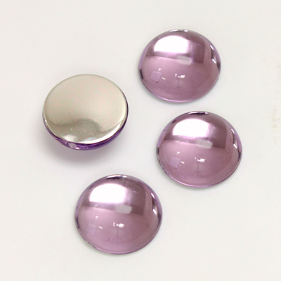 Plastic Flat Back Foiled Cabochon - Round 13MM LT AMETHYST