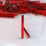 Preciosa Czech Glass Bugle Bead with Square Hole - 25MM RUBY SL 97090