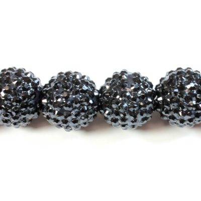 Acrylic Rhinestone Bead with 2MM Hole Resin Base - 20MM JET