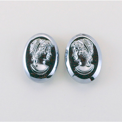 German Plastic Cameo - Woman Oval 18x13MM HEMATITE