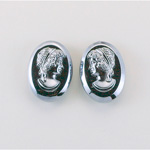 German Plastic Cameo - Woman Oval 18x13MM HEMATITE