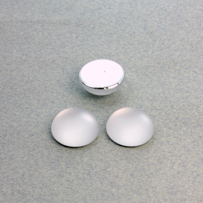 Plastic Flat Back Foiled Cabochon - Round 13MM MATTE CRYSTAL