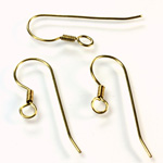 Brass Earwire - Fish Hook Long with Coil