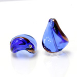 Czech Glass Lampwork Bead - Twist 24x14MM COPPER WRAP COBALT