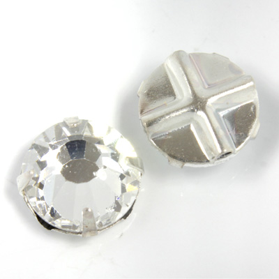 Crystal Stone in Metal Sew-On Setting - Rose Montee SS40 CRYSTAL-SILVER