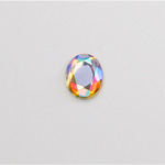 Glass Flat Back Rose Cut Faceted Foiled Stone - Oval 10x8MM CRYSTAL AB