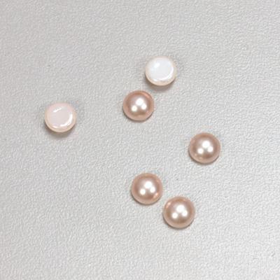 Glass Medium Dome Cabochon Pearl Spray Finish - Round 06MM LT ROSE