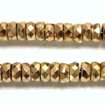 Czech Glass Fire Polished Bead - Rondelle 08x4MM AURUM