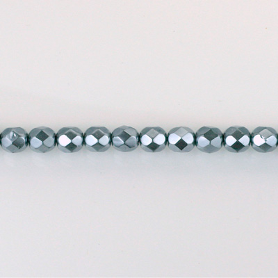 Czech Glass Pearl Faceted Fire Polish Bead - Round 03MM DARK GREY 70445