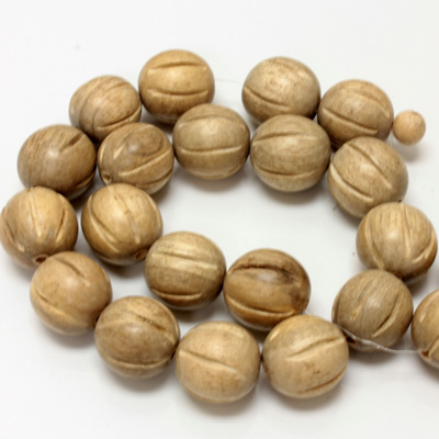 Wood Bead - Grooved Fancy Round 20MM TUGAS