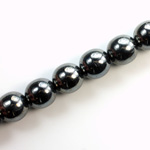 Czech Pressed Glass Bead - Smooth Round 10MM HEMATITE