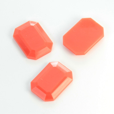Plastic Flat Back Rose Cut Rhinestone - Cushion Octagon 18x13MM CORAL