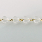 Linked Bead Chain Rosary Style with Glass Pressed Bead - Heart 8MM MATTE CRYSTAL/GOLD