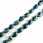 Czech Pressed Glass Bead - Flat Oval 08x6MM PATINA TEAL