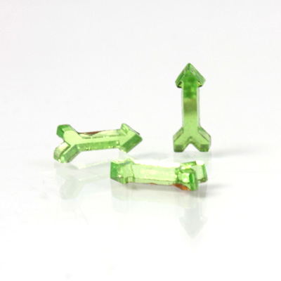 German Glass Flat Back Foiled Mirror - Arrow 10x4 PERIDOT
