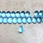 Czech Pressed Glass Pendant - Smooth Drop 9x6MM AQUA
