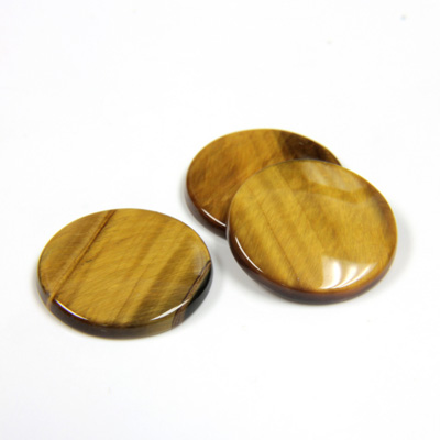 Gemstone Flat Back Single Bevel Buff Top Stone - Round 15MM TIGEREYE