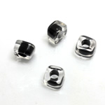 Plastic Bead - Color Lined Smooth Large Hole Square 6x9MM CRYSTAL JET LINE