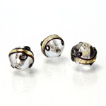 Czech Glass Lampwork Bead - Round 10MM ART DECO TOPAZ with SILVER FOIL