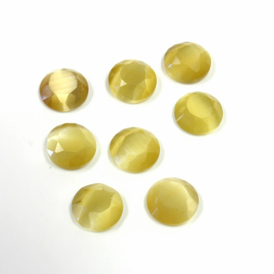 Fiber-Optic Flat Back Stone with Faceted Top and Table - Round 07MM CAT'S EYE LT BROWN