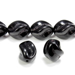 Czech Pressed Glass Bead - Smooth Twisted Oval 18x13MM JET
