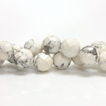 Gemstone Bead - Faceted Round 12MM WHITE HOWLITE