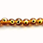 Glass Lampwork Bead - Eye Round 10MM TOPAZ