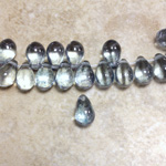 Czech Pressed Glass Pendant - Smooth Drop 9x6MM LUMI COATED BLUE