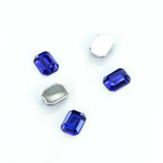 Plastic Flat Back Foiled Rose Cut Rhinestone - Cushion Octagon 08x6MM SAPPHIRE