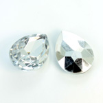 Plastic Point Back Foiled Stone - Pear 25x18MM CRYSTAL