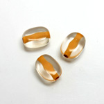 Plastic Bead - Color Lined Smooth Flat Keg 13x10MM CRYSTAL CARAMEL LINE