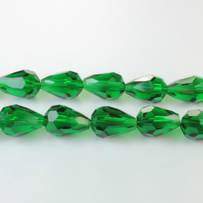 Chinese Cut Crystal Bead - Pear 13x9MM DARK EMERALD