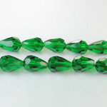 Chinese Cut Crystal Bead - Pear 13x9MM DARK EMERALD