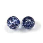 Czech Glass Lampwork Bead - Round 14MM BLUE COPPER SILVER LINE 92187