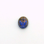 German Glass Flat Back Foiled Scarab with Gold Engraving - 10x8MM SAPPHIRE