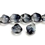 Czech Pressed Glass Bead - Baroque Oval 11x10MM GREY-CRYSTAL 69011