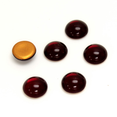 Glass Medium Dome Foiled Cabochon - Round 09MM GARNET