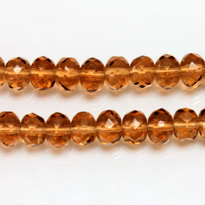 Czech Glass Fire Polish Bead - Rondelle Donut 07x4MM SMOKE TOPAZ