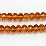Czech Glass Fire Polish Bead - Rondelle Donut 07x4MM SMOKE TOPAZ