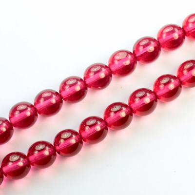 Czech Pressed Glass Bead - Smooth Round 08MM COATED CRANBERRY