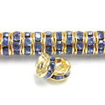 Czech Rhinestone Rondelle - Round Wavy 06MM LT SAPPHIRE-GOLD