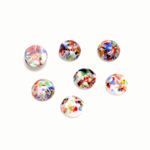 Glass Medium Dome Lampwork Cabochon - Round 07MM MOSAIC WHITE (04661)