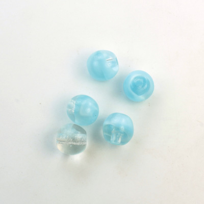 Czech Pressed Glass Large Hole Bead - Round 08MM MOONSTONE AQUA