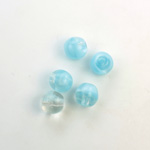 Czech Pressed Glass Large Hole Bead - Round 08MM MOONSTONE AQUA