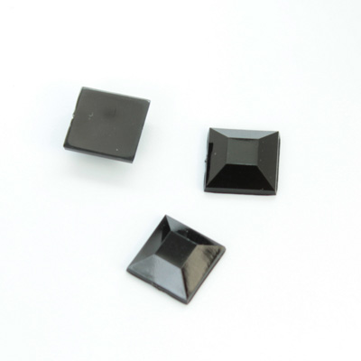 Plastic Flat Back Rose Cut Rhinestone - Square 10x10MM JET