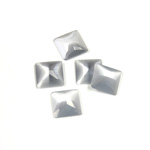 Fiber-Optic Flat Back Stone - Faceted checkerboard Top Square 8x8MM CAT'S EYE LT GREY