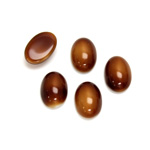 Glass Medium Dome Cabochon - Oval 12x8MM BROWN HORN